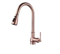 QTANZIQI Rubinetti da Cucina con Maniglia Singola Rubinetti Estraibili in Bronzo Antico Lavello Miscelatore Acqua Calda Fredda con spruzzatore per bagni, cucine, Giardini(Rosso)