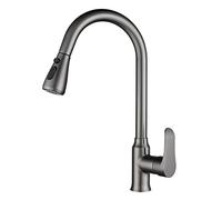 QTANZIQI Rubinetti da Cucina con spruzzatore Estraibile, Rubinetto per lavabo ruotabile a 360°, 2 Tipi di modalità di Uscita dell'Acqua, abbattimento Caldo e Freddo a Foro Singolo, Grigio Pistola
