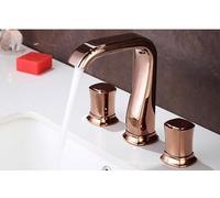 QTANZIQI Rubinetti per lavabo diffusi per lavabo Rubinetto per lavabo a Tre Fori in Ottone Rubinetto per lavabo a Tre Fori Freddo e Caldo da 8 Pollici Rubinetti per lavabo Oro Nero (Colore : Rose