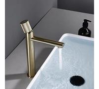 QTANZIQI Rubinetti per lavabo Maniglia zigrinata in Ottone Nero/Oro Rubinetto per Bagno Tipo Verticale Gru Lavello per Acqua Calda Fredda Miscelatore Rubinetti per lavabo Torneira (Colore : Gold