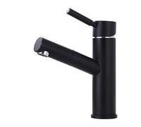 QTANZIQI Rubinetti per lavabo Maniglia zigrinata in Ottone Nero/Oro Rubinetto per Bagno Tipo Verticale Gru Lavello per Acqua Calda Fredda Miscelatore Rubinetti per lavabo Torneira (Colore : Black