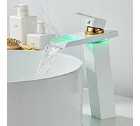 QTANZIQI Rubinetti per lavabo Miscelatore per lavabo Nero e Oro Rubinetto per lavabo per Bagno Caldo e Freddo Rubinetto per lavabo in Ottone Nero Rubinetto per lavabo a Gru (Colore : White And Gold