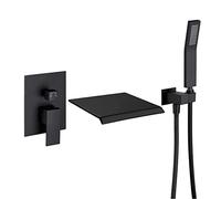 QTANZIQI Rubinetti per Vasca da Bagno Neri a Parete con beccuccio a Cascata Rubinetto per Doccia Calda e Fredda Eleganti apparecchi da Bagno per Un'Esperienza di Bagno di Lusso