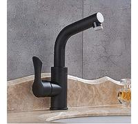 QTANZIQI Rubinetto da Bagno monocomando in Bronzo lucidato a Olio Montato su Piano con lavabo per Tubo Caldo e Freddo Miscelatore per lavello da Cucina Rubinetto per lavello da Cucina