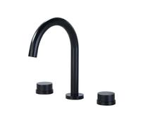 QTANZIQI Rubinetto da Bagno Nero, Maniglia Singola, 3 Fori, Miscelatore Acqua Calda e Fredda, Bocca Girevole, Doppio Comando, per lavabo e mobiletto