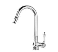 QTANZIQI Rubinetto da Cucina in Rame Francese Rubinetto per lavello a Doppia modalità Caldo e Freddo a Prova di Spruzzi d'Acqua Elegante Miscelatore Lavabo con Finitura Nera per l'arredamento