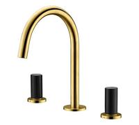 QTANZIQI Rubinetto del Bagno Rubinetti per lavabo diffusi in Oro Rosa e Nero Miscelatore per lavabo in Ottone Massiccio Miscelatore per lavabo Caldo e Freddo (Colore : Gold And Black)