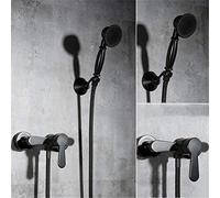 QTANZIQI Rubinetto della Doccia in Ottone Nero a Muro di vano da Bagno Tocco di Vasca da Bagno in Stile Quadrato Manico a Mano Sola Maniglia Singola Mixer da Bagno di Lusso Tap Contemporaneo, Nero b