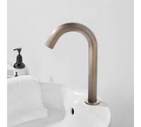 QTANZIQI Rubinetto per Bagno Senza Tocco Rubinetti per lavabo Rubinetto con sensore a infrarossi Dorato con Temperatura Fissa dell'Acqua Calda e Fredda Senza Funzione di Regolazione-Alto