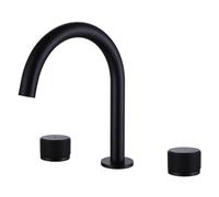 QTANZIQI Rubinetto per Il Bagno Miscelatore per lavabo a 3 Pezzi Set Rubinetto per lavabo a Collo di Cigno Miscelatore per lavabo 2 Maniglie,Nero