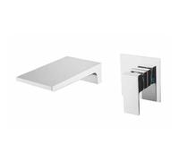 QTANZIQI Rubinetto per lavabo a Cascata a Parete, Miscelatore monocomando, 2 Fori, Struttura in Rame, Adatto per Acqua Calda e Fredda