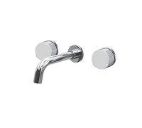 QTANZIQI Rubinetto per lavabo a Parete,Rubinetto a Parete per Mobile da Bagno con Maniglie a Doppia Leva,Rubinetto per lavabo in Ottone a Parete,Miscelatore per lavabo Acqua Calda e Fredda,Cromo
