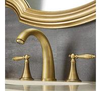 QTANZIQI Rubinetto per lavabo da Bagno Rubinetti da Bagno antichi Caldi e Freddi in Ottone a 3 Fori