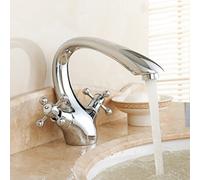 QTANZIQI Rubinetto per lavabo retrò con Acqua Calda e Fredda Miscelatore a Due Maniglie a Croce in Ottone per lavabo Vanity Miscelatore per lavabo Vintage Cromato