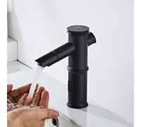 QTANZIQI Rubinetto per lavabo Senza Tocco Rubinetti per Bagno Vintage retrò Rubinetto Automatico per sensore a infrarossi Caldo e Freddo Non Regolabile, Nero, Medio