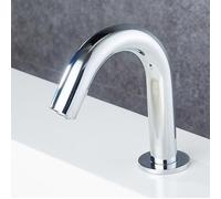 QTANZIQI Rubinetto per lavabo Touchless Rubinetti per lavabo Touchless Miscelatori Beccuccio Cromato Rubinetto Automatico a Collo di Cigno con sensore a infrarossi, Basso