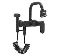 QTANZIQI Rubinetto per lavello da Cucina con Montaggio a Parete Nero con Rubinetto per Pistola a spruzzo Rubinetti da Cucina Multifunzione con Rotazione a 360 ° in Ottone per Acqua Calda e Fredda-B