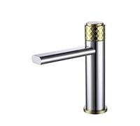 QTANZIQI Rubinetto per lavello da Cucina in Ottone Spazzolato Miscelatore per lavabo monocomando Miscelatore per Acqua Calda e Fredda per Lavanderia ed Elegante apparecchio per lavabo, Cromato Corto