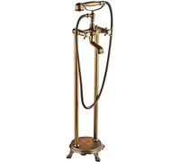 QTANZIQI Rubinetto per Vasca da Bagno freestanding in Ottone Antico con doccetta Rubinetto per Vasca con Doppia Maniglia per Montaggio a Pavimento Elegante Miscelatore per Vasca da Bagno Elegante