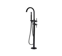 QTANZIQI Rubinetto per Vasca da Bagno freestanding in Ottone Nero Opaco Montaggio a Pavimento Miscelatore per Doccia con beccuccio Girevole Apparecchio per Il Bagno con Acqua Calda e Fredda Elegante