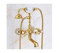 QTANZIQI Rubinetto per Vasca da Parete anticoRiempitore per Vasca in Ottone con Doppie maniglieMiscelatore per Acqua Calda e Fredda Maniglia eleganteDoccia per Vari bagni
