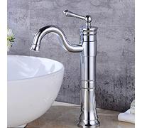 QTANZIQI Rubinetto Rubinetti per lavabo Rubinetto in Ottone Antico Bagno con Maniglia Singola Montaggio su Piattaforma Vintage Miscelatore per Vasca Calda e Fredda Rubinetto per Acqua Alto Cromato