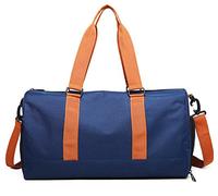 QTANZIQI Sac de sport avec compartiment à chaussures et poche humide, grand sac de voyage pour homme, sac de week-end pour femme, sac étanche séparé sec et humide, bleu