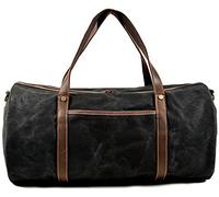 QTANZIQI Sac de sport de voyage pliable rétro, sac de sport étanche de grande capacité, sac de loisirs en plein air, sac à bandoulière de week-end, sac de nuit noir
