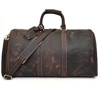 QTANZIQI Sac de voyage en cuir fait main - Sacs à main sous le siège d'avion, sac fourre-tout de voyage de week-end pour hommes ou femmes (24 pouces) noir