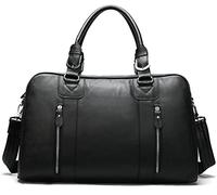 QTANZIQI Sac de voyage en cuir, sac à main de voyage de week-end, sac de voyage sous le siège de cabine aérienne, sac de sport pour hommes et femmes, noir