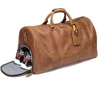QTANZIQI Sac de voyage en cuir surdimensionné, sac de voyage en cuir véritable, sac de voyage de nuit, sac de sport, sacs de bagages pour hommes marron