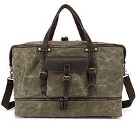 QTANZIQI Sac De Voyage en Toile De Loisirs, Sac De Sport en Cuir, Sac De Rangement pour Bagages À Séparation Sèche Et Humide Fourre-Tout De Grande Capacité avec Bandoulière Vert Armée