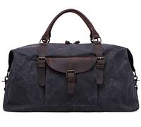 QTANZIQI Sac de voyage fourre-tout surdimensionné, fourre-tout en toile et cuir, sac à bandoulière unisexe, sac de week-end de cabine portable pour gris