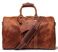 QTANZIQI Sac de voyage pour hommes, cuir véritable week-end voyage sport salle de sport fourre-tout loisirs bagage à main sac vintage unisexe marron