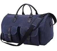 QTANZIQI Sac de voyage pour hommes sac à main de rangement sac de costume sac de rangement en toile sac de bagage de grande capacité avec pochette à chaussures pour hommes femmes bleu-taille unique