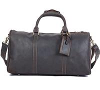 QTANZIQI Sac de voyage pour hommes sac de sport de grande capacité rétro sac à main en cuir de cheval fou sac de voyage en cuir première couche noir-taille unique
