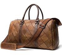 QTANZIQI Sac de voyage pour hommes Sacs de voyage en cuir pour hommes Sac de voyage portable Rétro première couche en peau de vache Sac de voyage de grande capacité Sac de bagages de loisirs