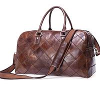 QTANZIQI Sac de voyage rétro pour hommes, sac de voyage surdimensionné, sac de week-end en cuir imperméable, sac de sport de nuit, grand sac à main café clair