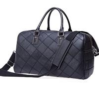 QTANZIQI Sac de voyage rétro pour hommes, sac de voyage surdimensionné, sac de week-end en cuir imperméable, sac de sport de nuit, grand sac à main noir