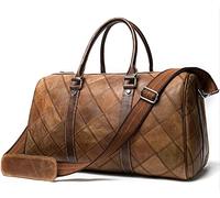 QTANZIQI Sac de voyage rétro pour hommes, sac de voyage surdimensionné, sac de week-end en cuir imperméable, sac de sport de nuit, grand sac à main café
