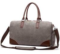 QTANZIQI Sac de voyage tendance, sac à main en toile, sac de week-end, sac de voyage, grand sac de nuit pour objets personnels, gris