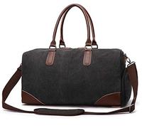 QTANZIQI Sac de voyage tendance, sac à main en toile, sac de week-end, sac de voyage, grand sac de nuit pour objets personnels, noir