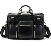 QTANZIQI Sac pour hommes en cuir mallette de voyage d'affaires sacs polochons en cuir véritable pour hommes sac pour ordinateur portable rétro sac de voyage portable de grande capacité noir