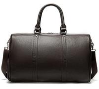 QTANZIQI Sacs de sport en cuir pour hommes, sac de voyage rétro avec position de chaussure indépendante, sac messager à bandoulière unique, café-petit