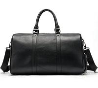 QTANZIQI Sacs de voyage en cuir pour hommes, sac de voyage rétro avec position de chaussure indépendante, sac messager à bandoulière unique, noir-petit