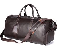 QTANZIQI Sacs de voyage en cuir pour hommes, sac de voyage rétro avec position de chaussure indépendante, sac messager à bandoulière unique, café-grand