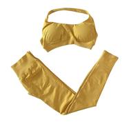 QTANZIQI SEAMEA SEAMENT SEAMENT Impatto Set Set 2 Pezzi 2 Pezzi Women Workout Shorts Shorts Leggings Set Halter Sports Bra Fitness