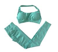 QTANZIQI SEAMEA SEAMENT SEAMENT Impatto Set Set 2 Pezzi 2 Pezzi Women Workout Shorts Shorts Leggings Set Halter Sports Bra Fitness