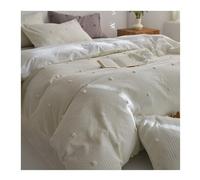 QTANZIQI Set Copripiumino in Cotone con Fiori recisi tridimensionali, Piccola Trapunta in Waffle, 4 Pezzi, Geel (Letto da 1,8 m) (Geel 1,5 m