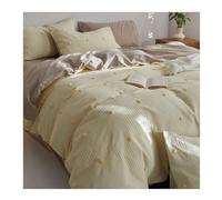 QTANZIQI Set Copripiumino in Cotone con Fiori recisi tridimensionali, Piccola Trapunta in Waffle, 4 Pezzi, Geel (Letto da 1,8 m) (Geel 1,5 m